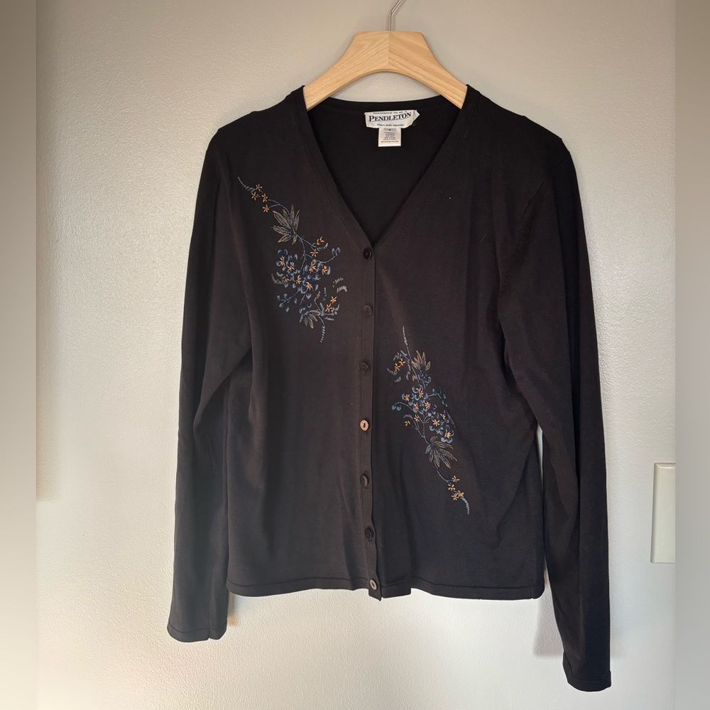 Pendleton Black Floral Women's Sweater Small